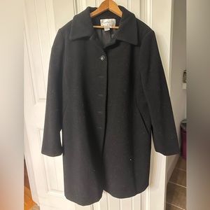 Woman’s black 3/4 length dress coat